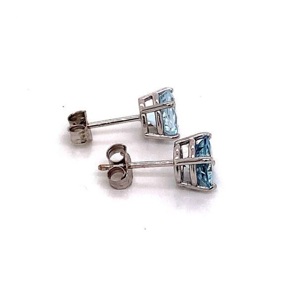 Natural Aquamarine Stud Earrings 14k White Gold 1.3 CTW Certified $950 113470 - Picture 3 of 13